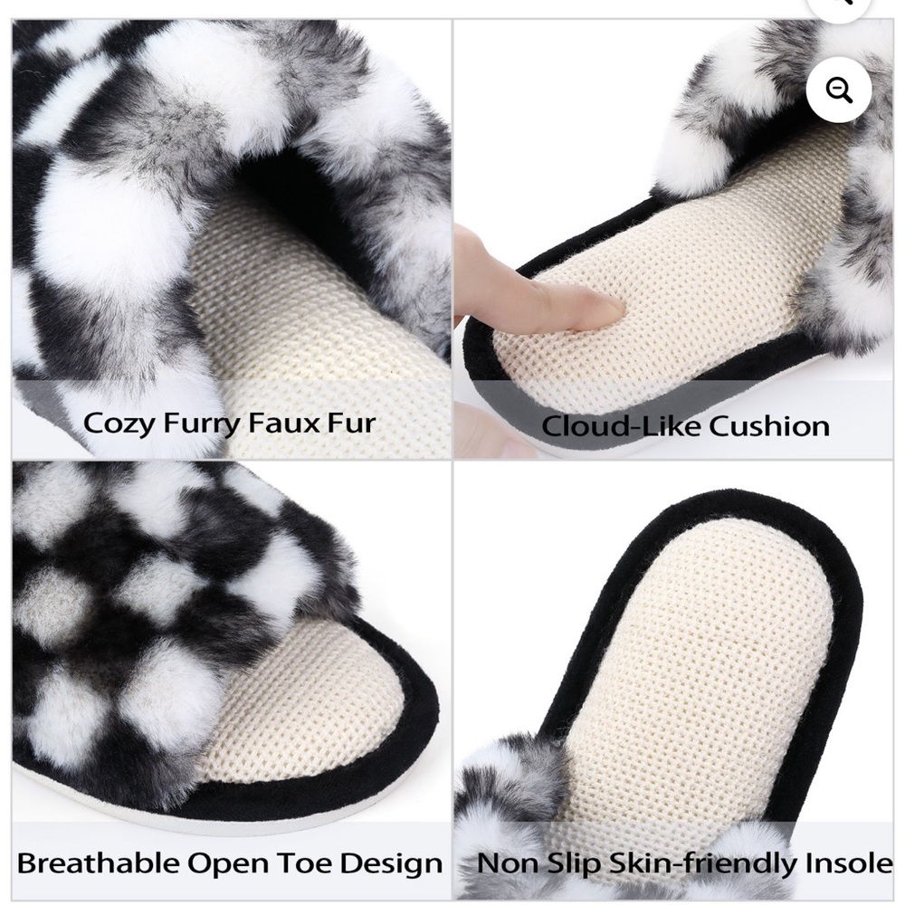 Plaid Faux Fur Women's Slippers - Picture 3 of 6